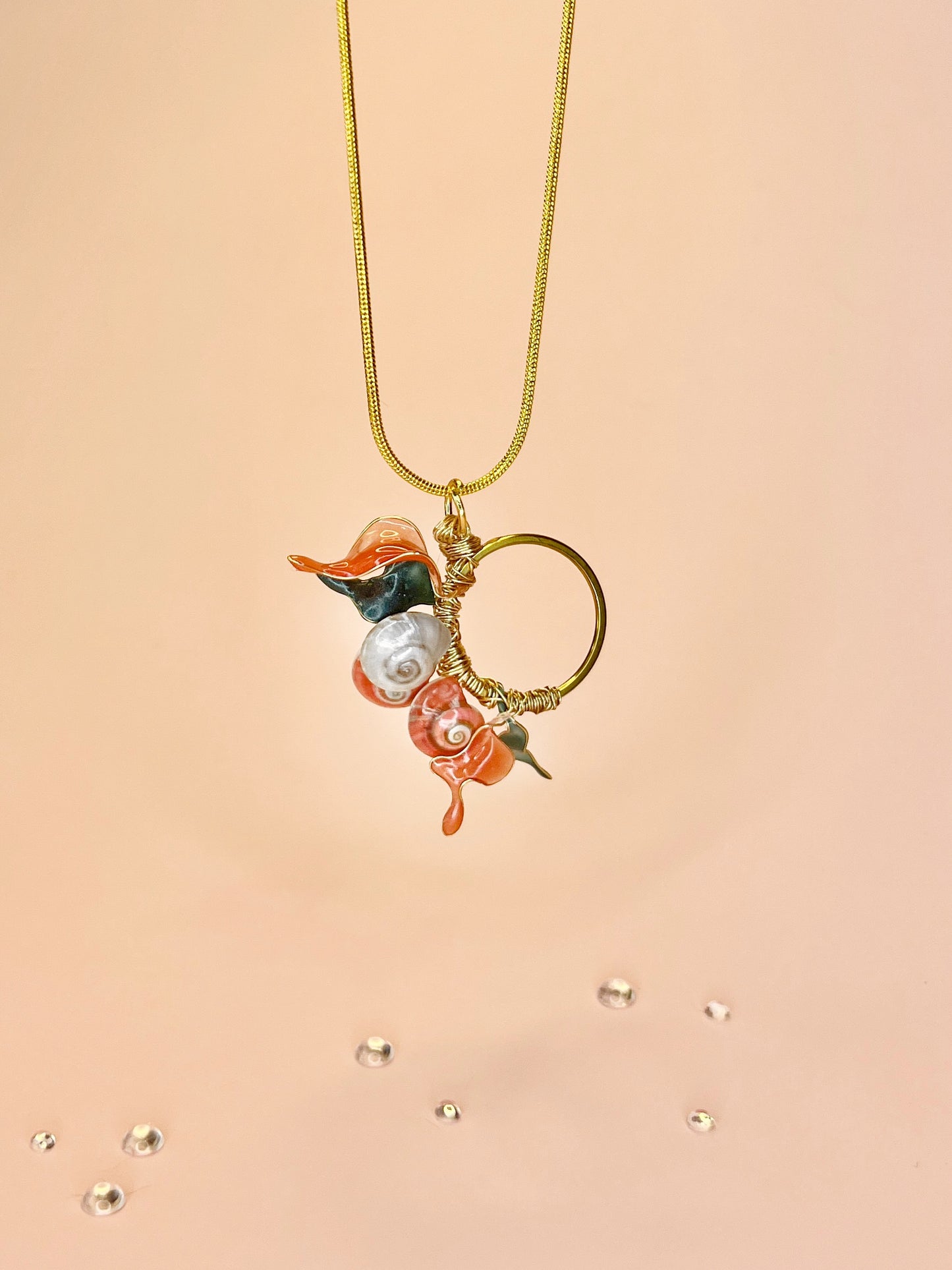 Sea Snail Seaweed Halo Pendant
