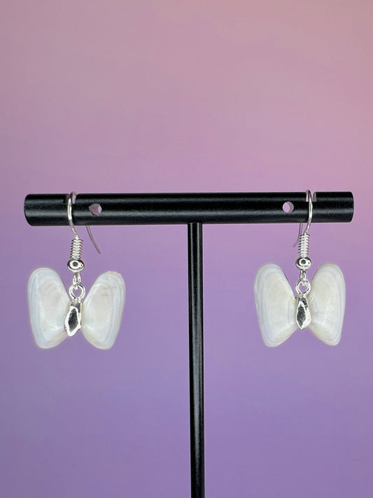 Coquina Shell Butterfly Dangle Earrings