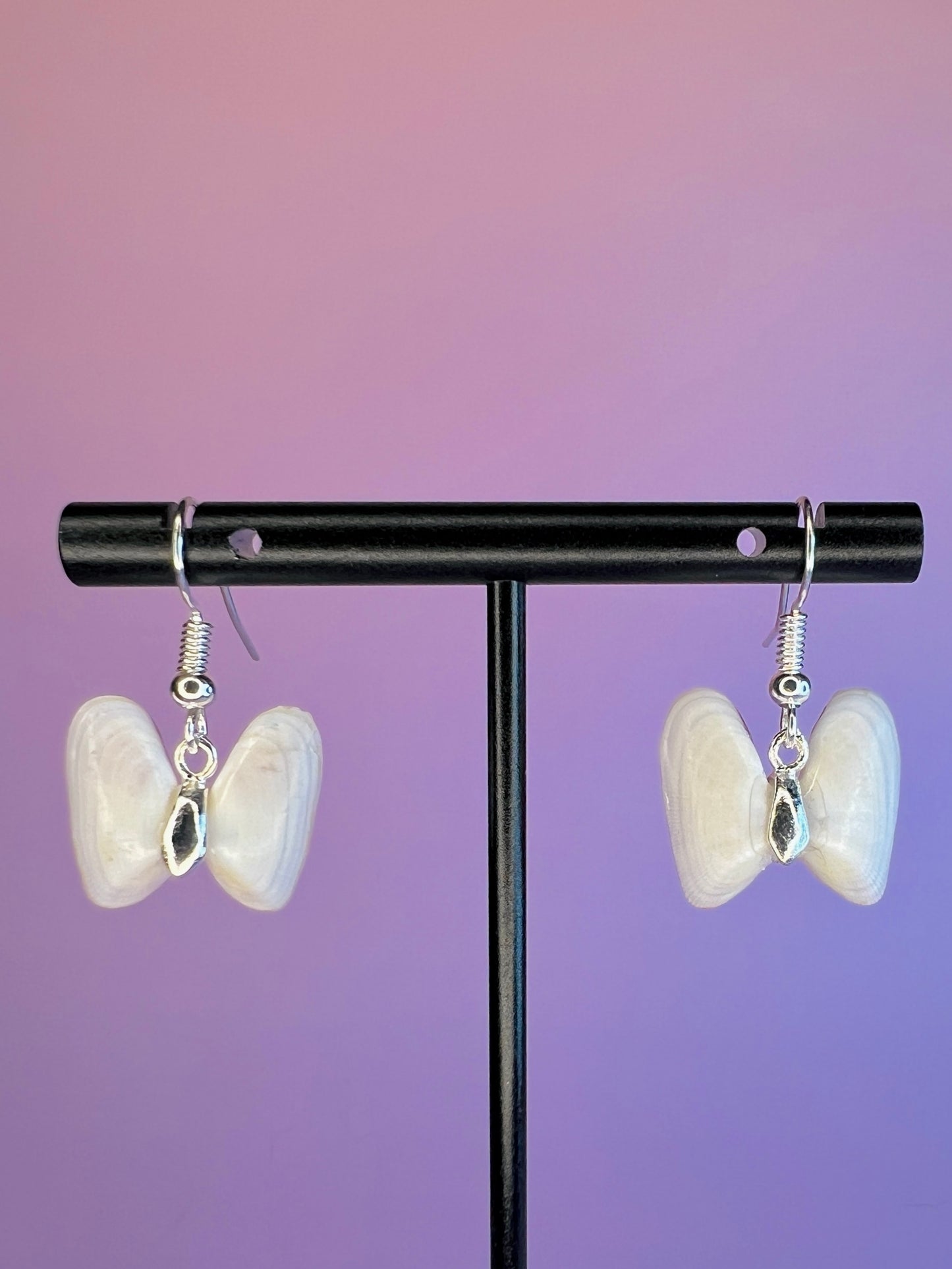 Coquina Shell Butterfly Dangle Earrings