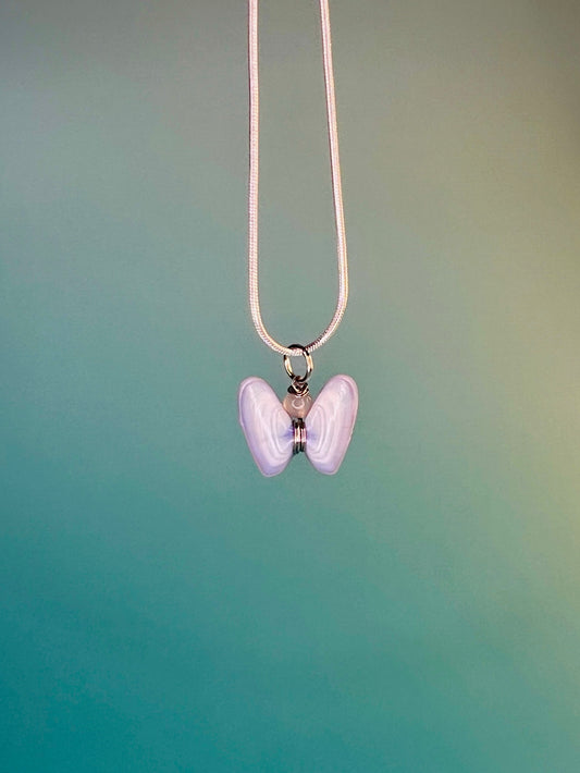 Coquina Shell Butterfly Pendant Necklace