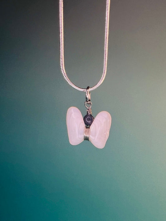 Coquina Shell Butterfly Pendant Necklace