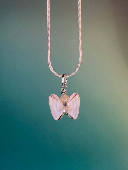 Coquina Shell Butterfly Pendant Necklace