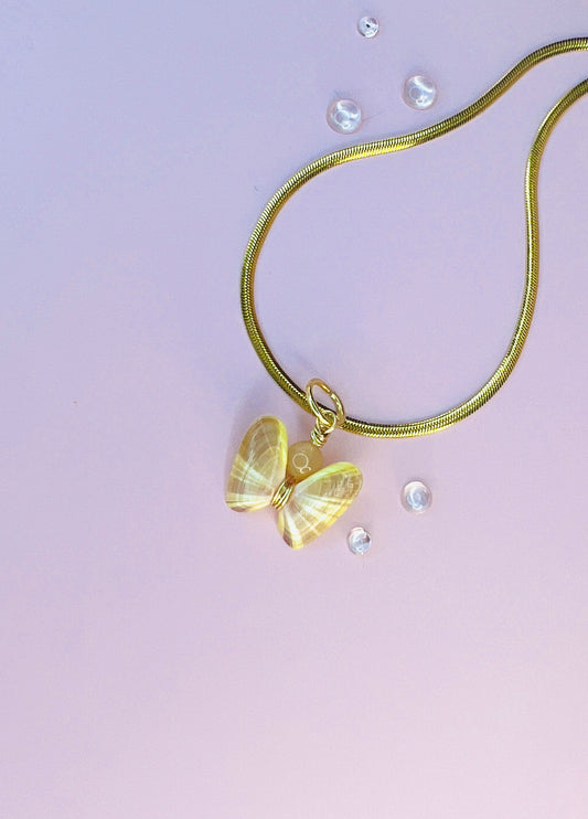 Coquina Shell Butterfly Pendant Necklace