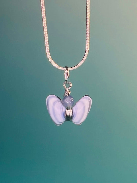 Coquina Shell Butterfly Pendant Necklace