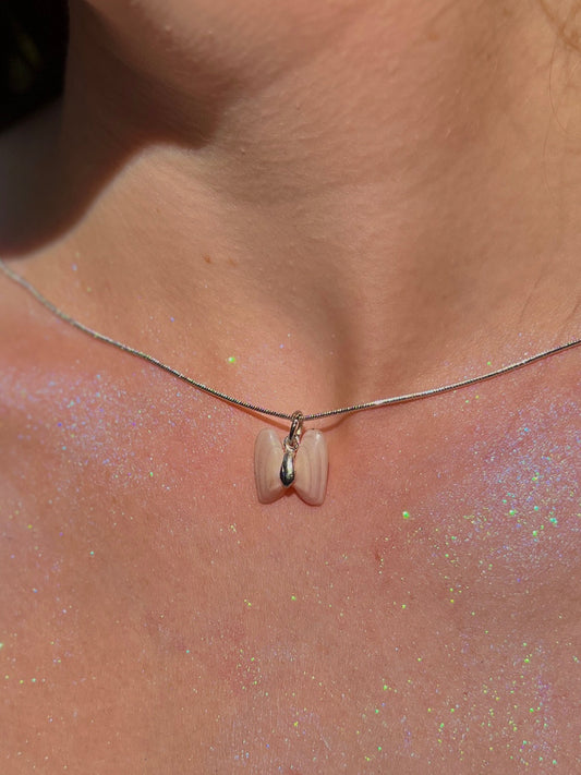 Coquina Shell Butterfly Pendant Necklace