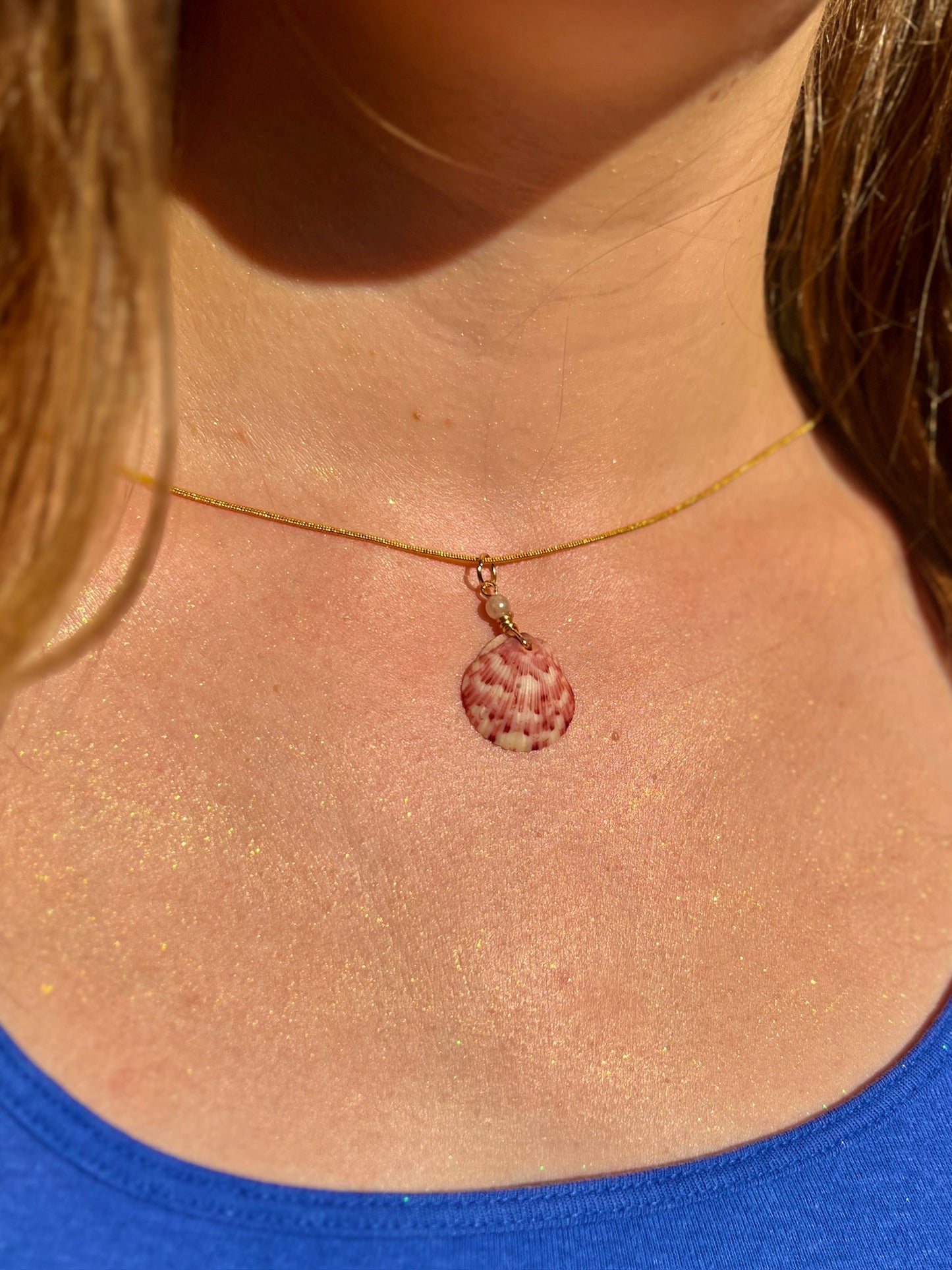 Adorned Calico Scallop Pendant Necklace
