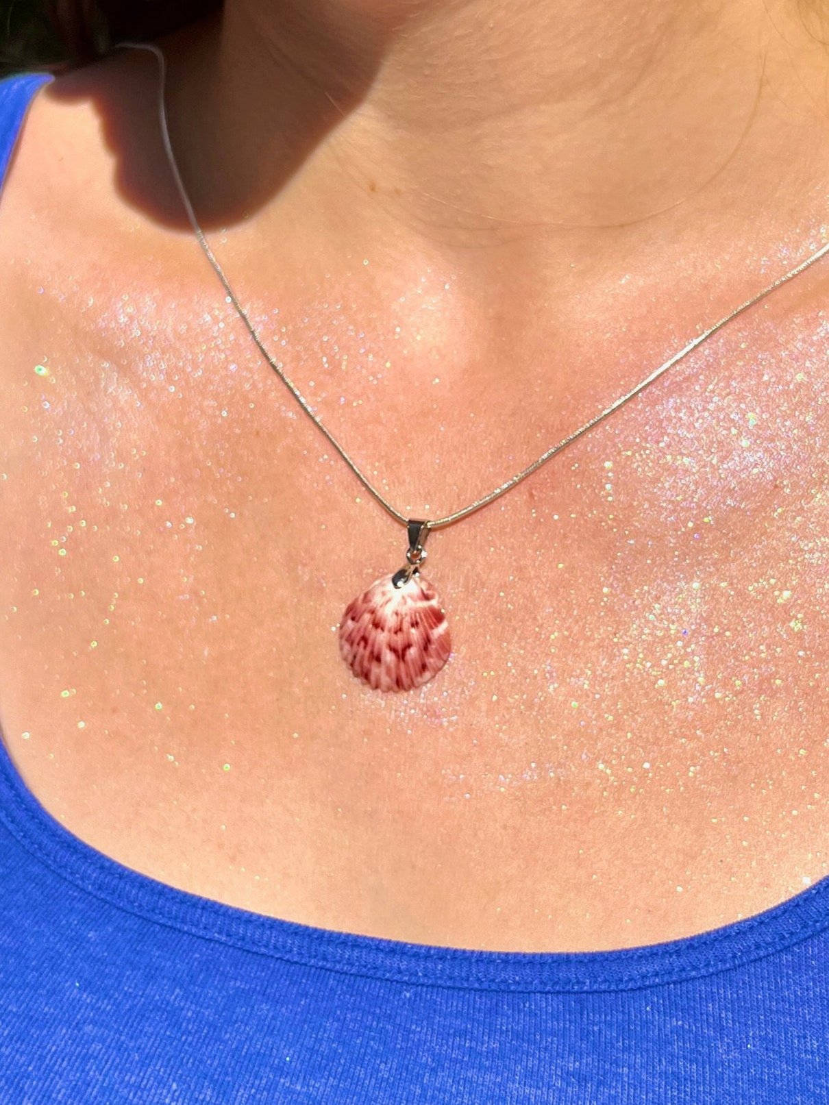 Calico Scallop Pendant Necklace