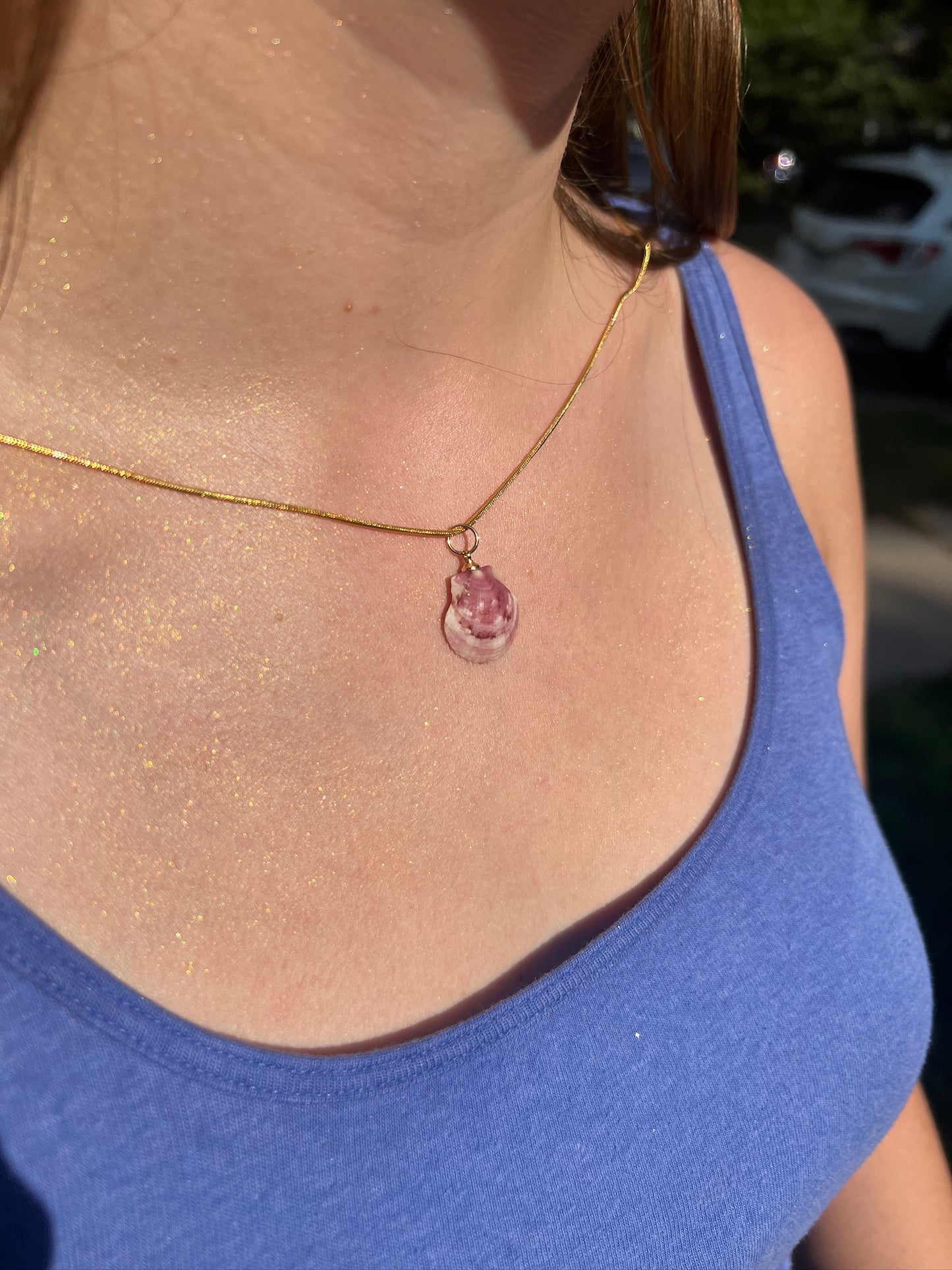 Petite Calico Scallop Pendant Necklace