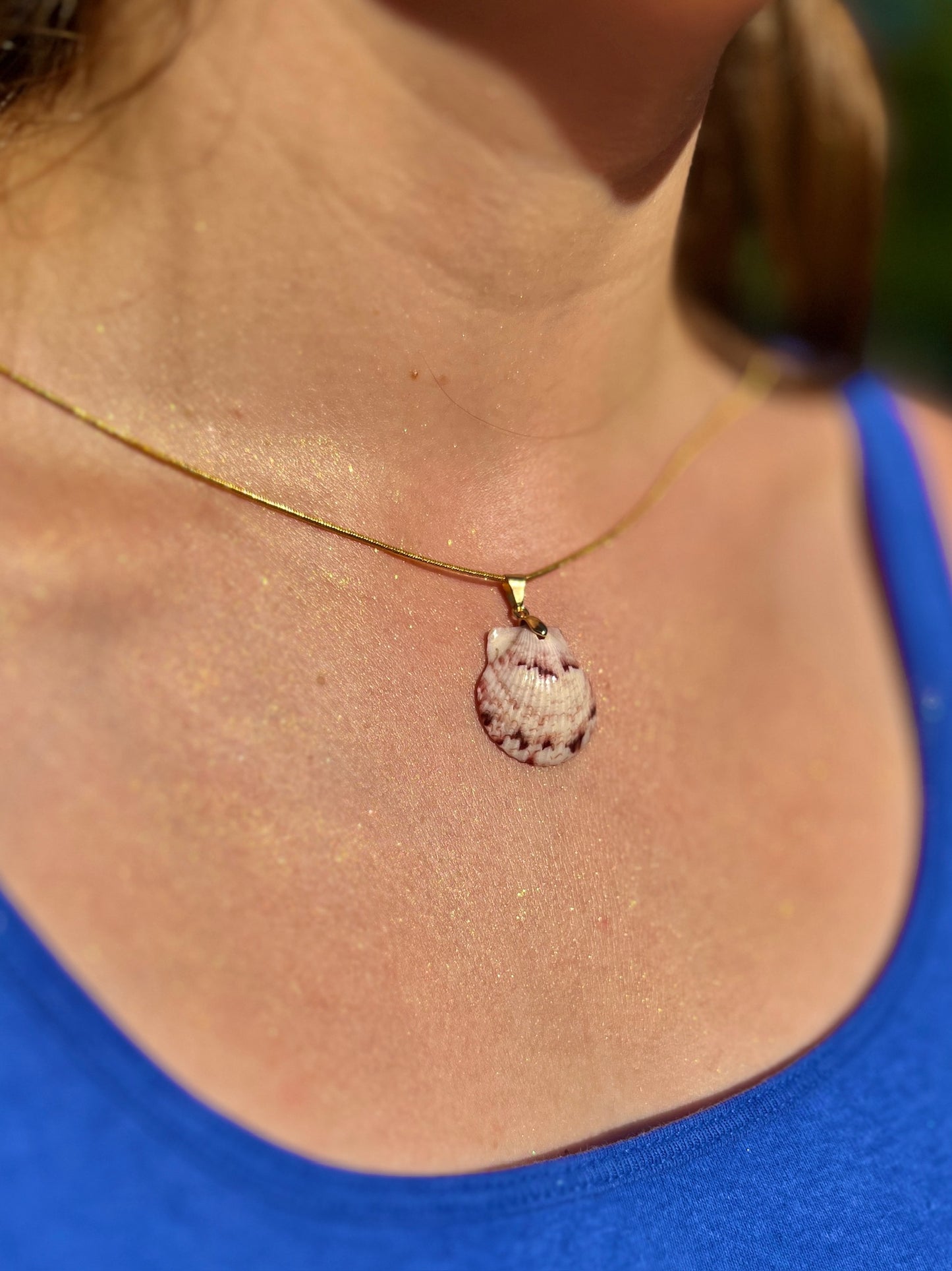 Calico Scallop Pendant Necklace