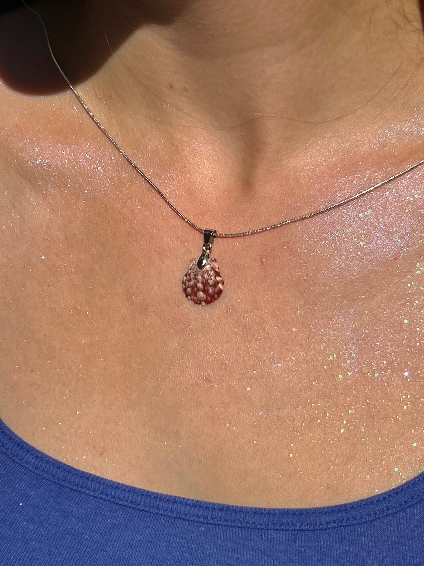 Petite Calico Scallop Pendant Necklace