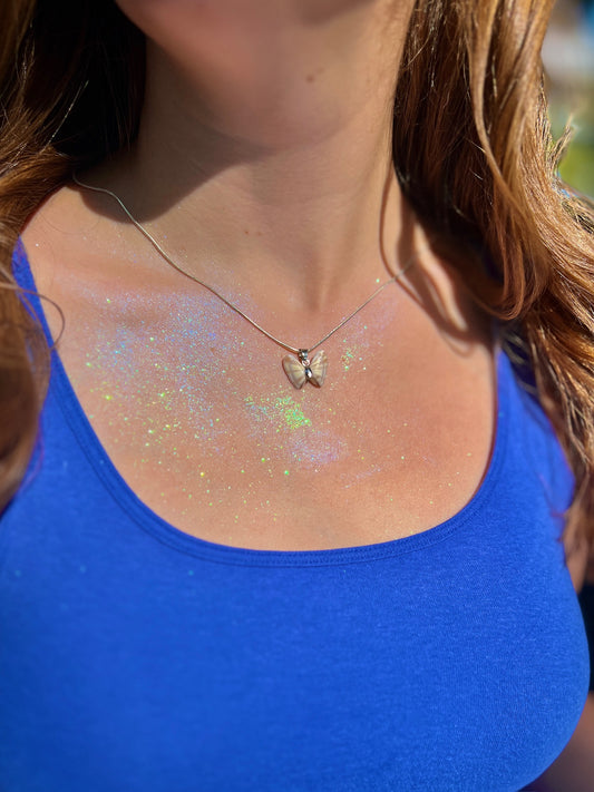 Coquina Shell Butterfly Pendant Necklace