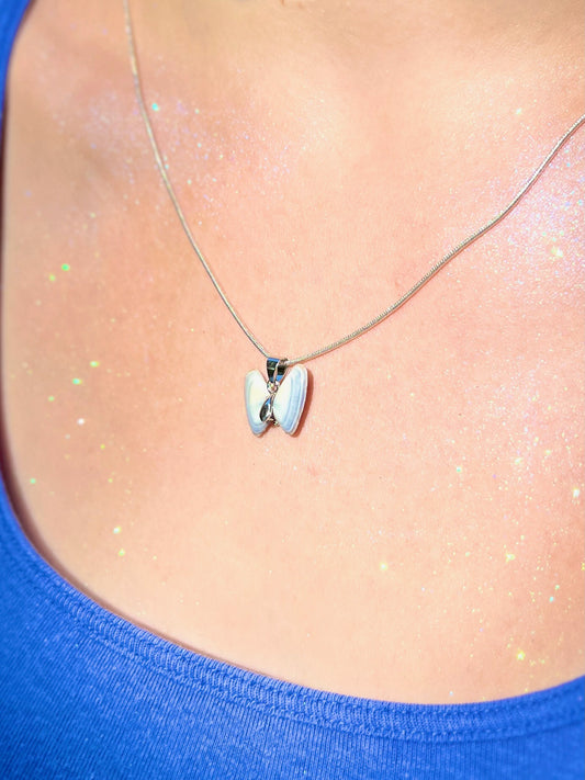 Coquina Shell Butterfly Pendant Necklace