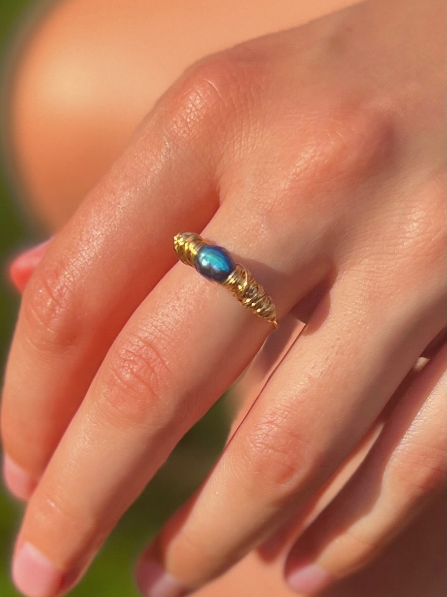 Golden Tide Pearl Ring (Med)
