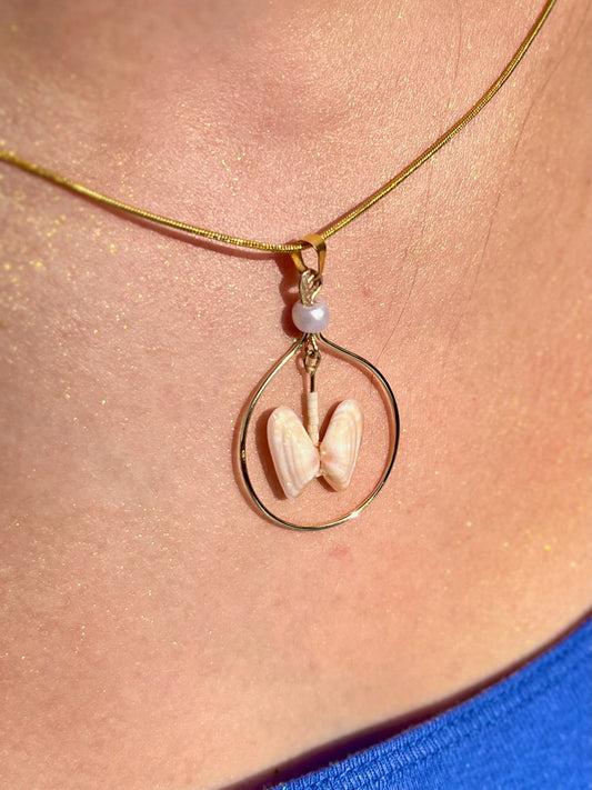 Coquina Butterfly Hoop Pendant Necklace
