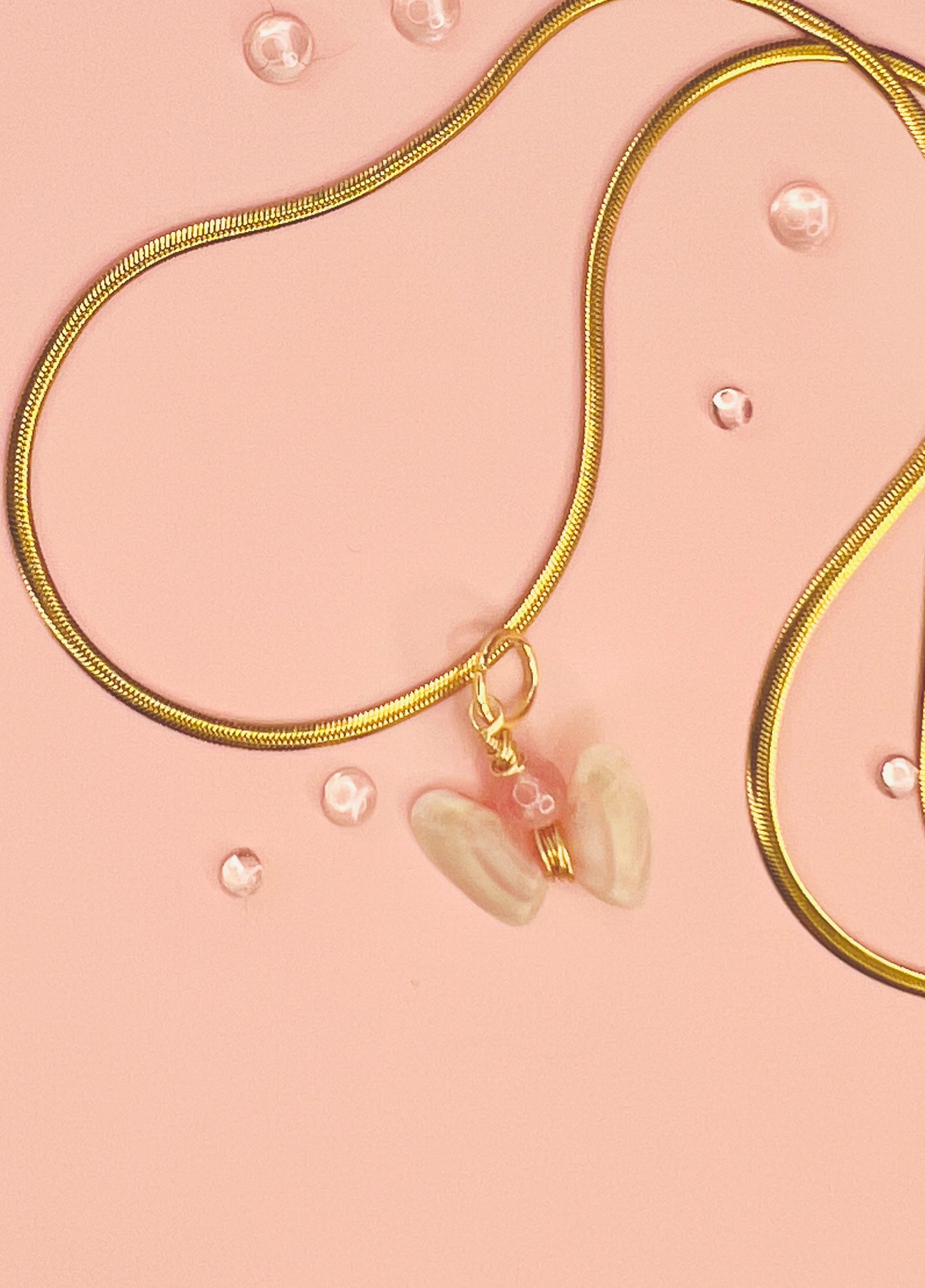 Coquina Shell Butterfly Pendant Necklace