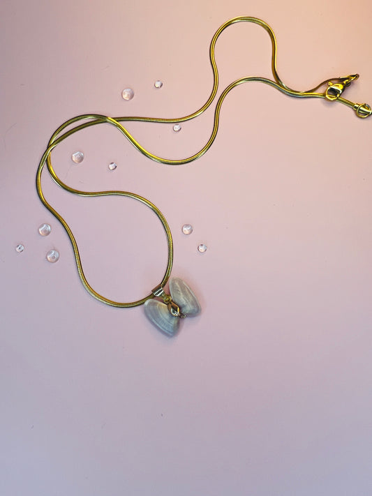 Coquina Shell Butterfly Pendant Necklace