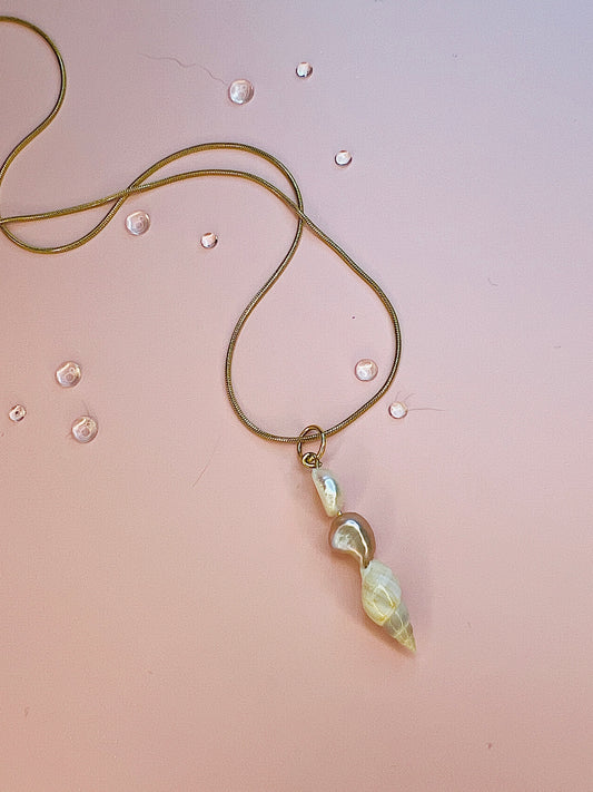 Sea Snail and Pearl Pendant