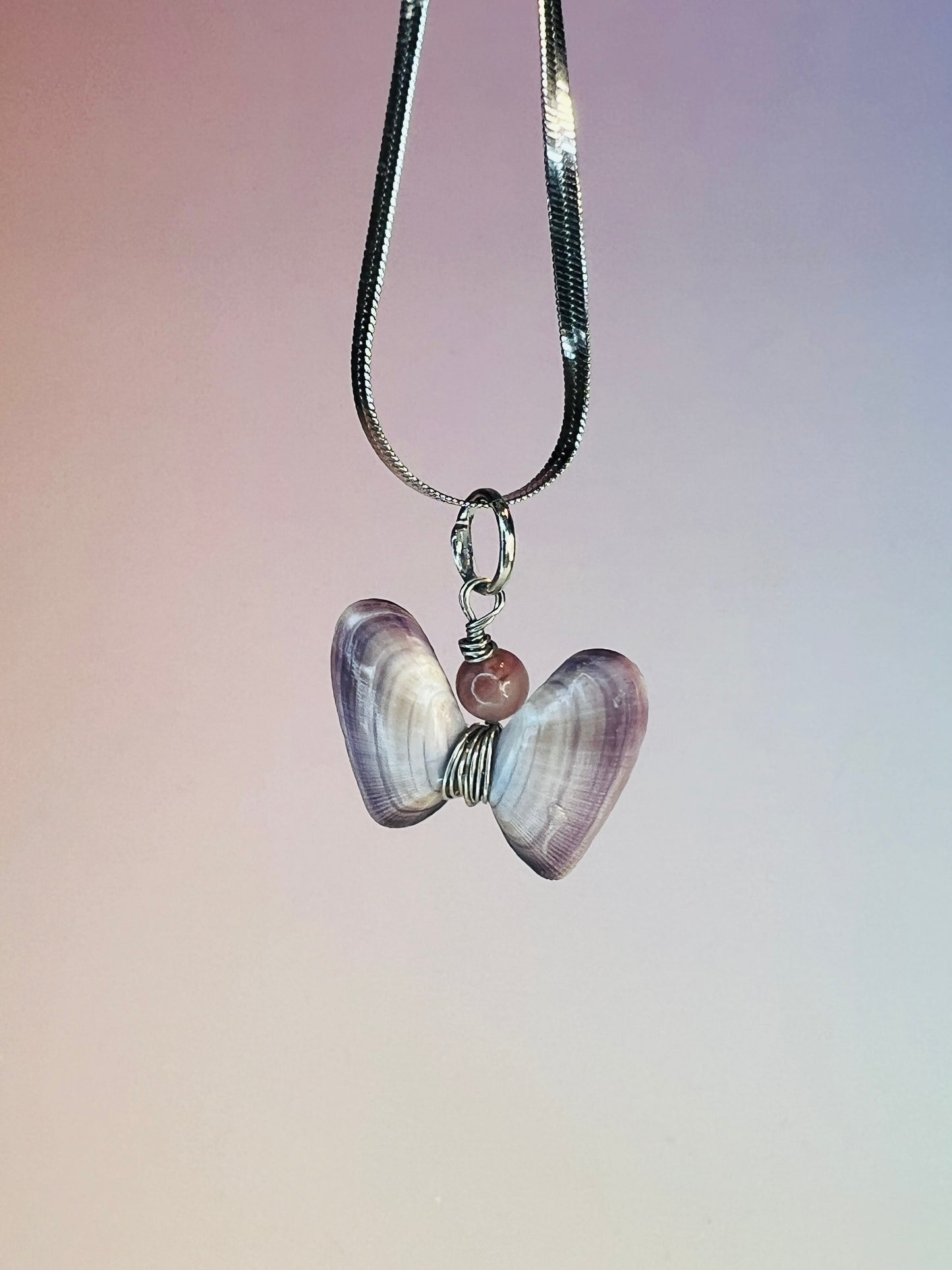 Special For Reba 4 Coquina Shell Butterfly Pendant Necklace