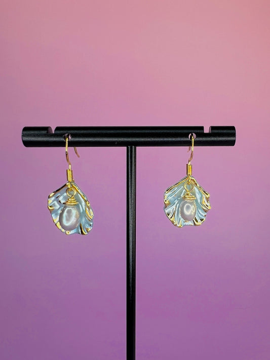 Freshwater Pearl Leaf Dangles - Blue