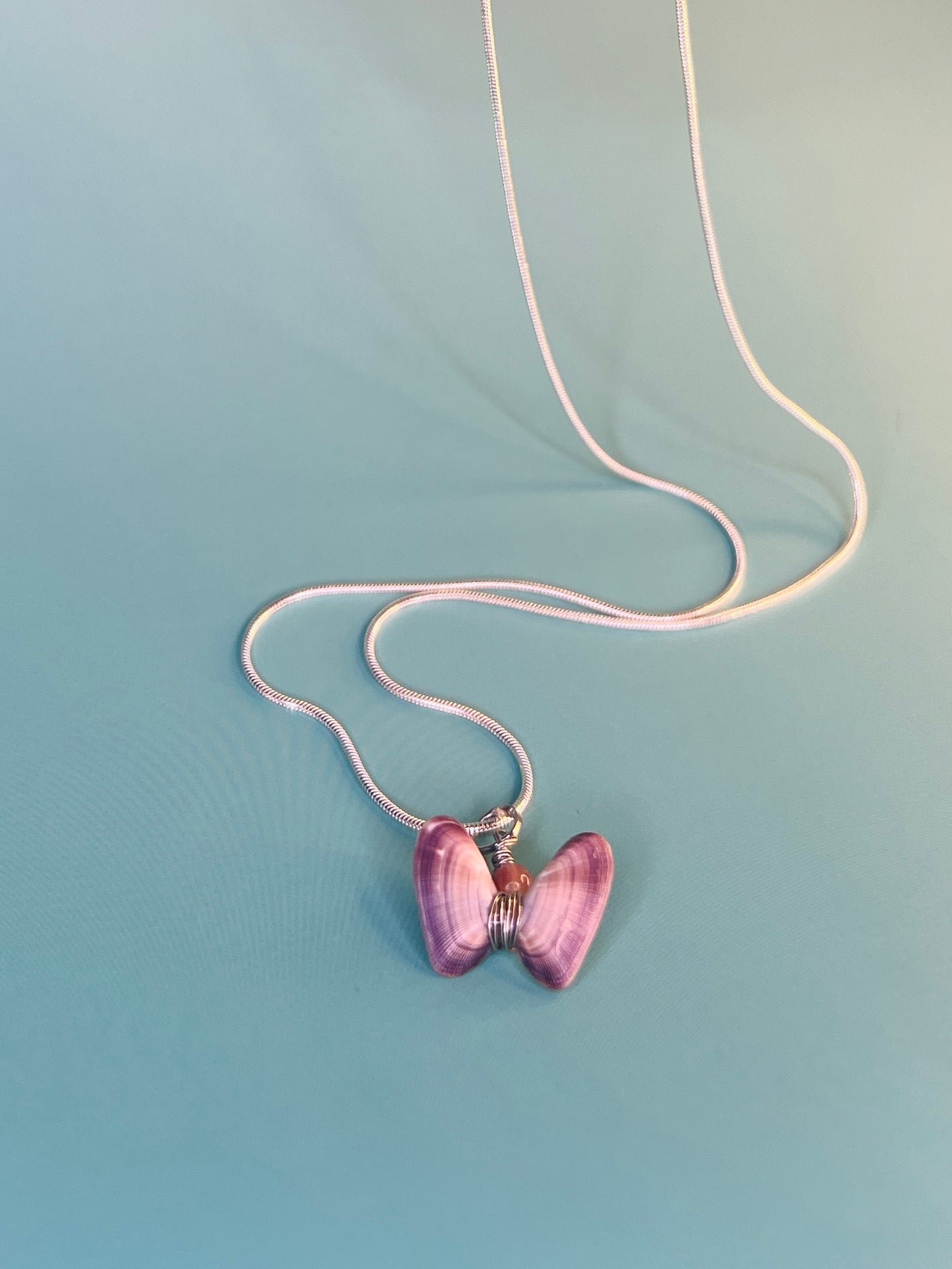 Special For Reba 4 Coquina Shell Butterfly Pendant Necklace