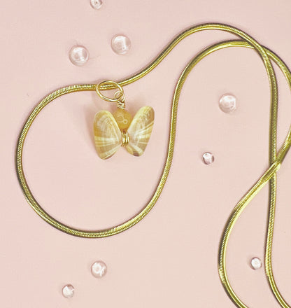 Coquina Shell Butterfly Pendant Necklace