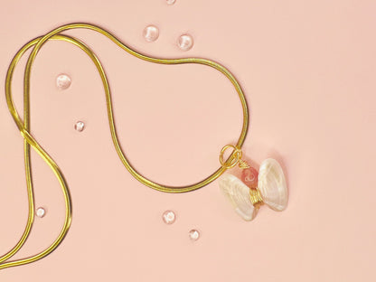 Coquina Shell Butterfly Pendant Necklace