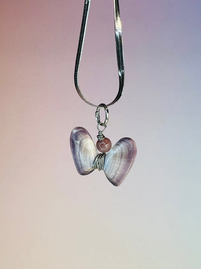 Special For Reba 4 Coquina Shell Butterfly Pendant Necklace