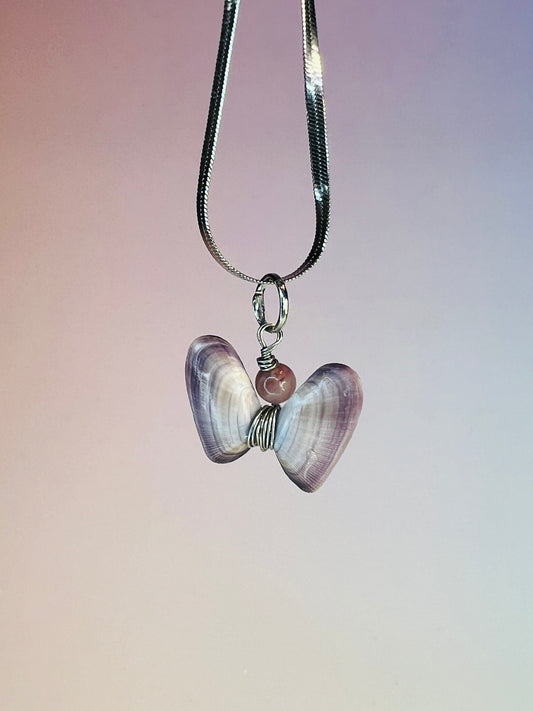 Special For Reba 4 Coquina Shell Butterfly Pendant Necklace